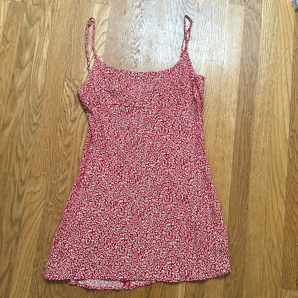 Reformation Red Squiggle Mini Dress